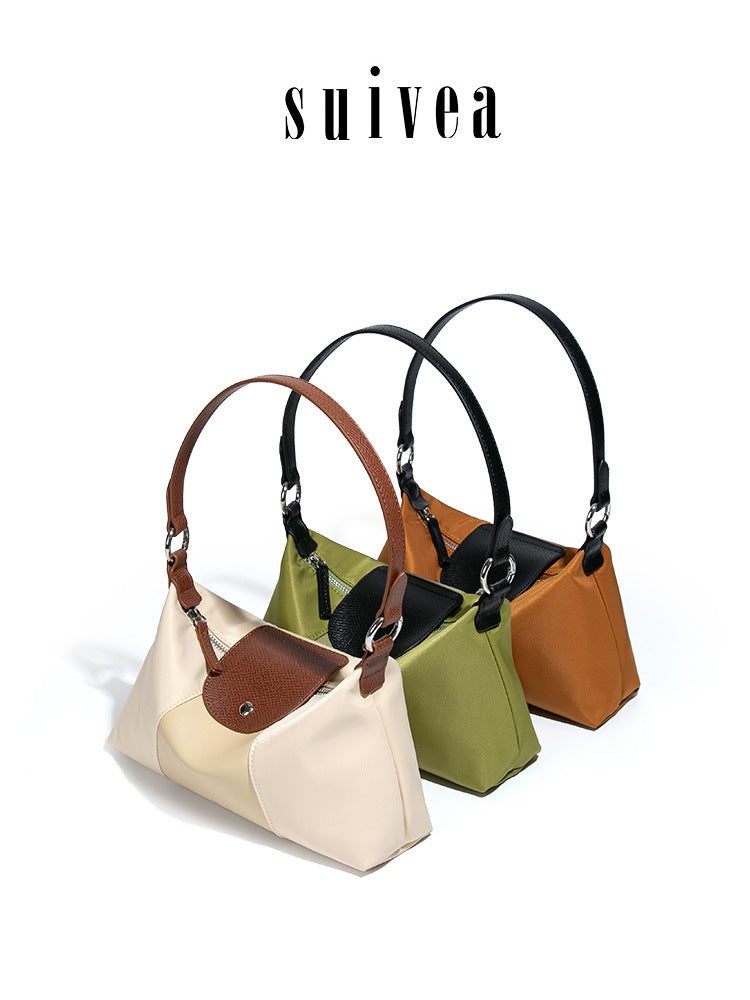 Women's Contrast Color Daily Commuter Lunch Box Dumpling Versatile High Quality Underarm Bag