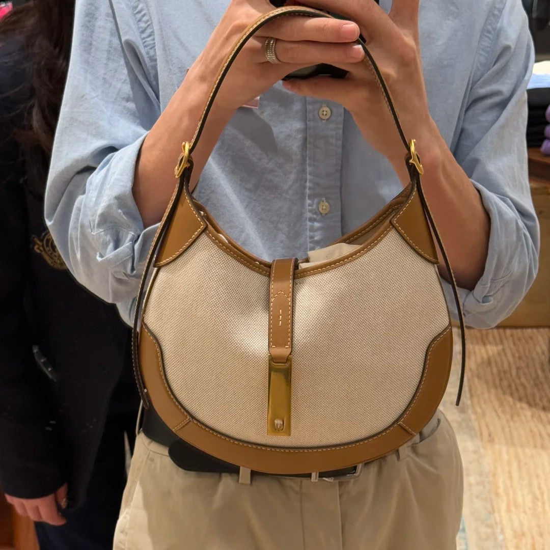 Stitching Leather Lazy Old Money Style Tote Bag