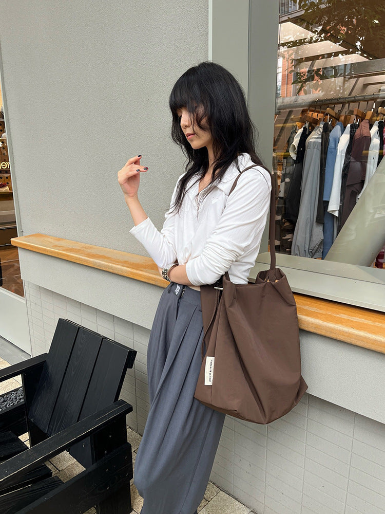 Women's Large Simple Capacity Oxford Cloth Solid Color Portable Bags