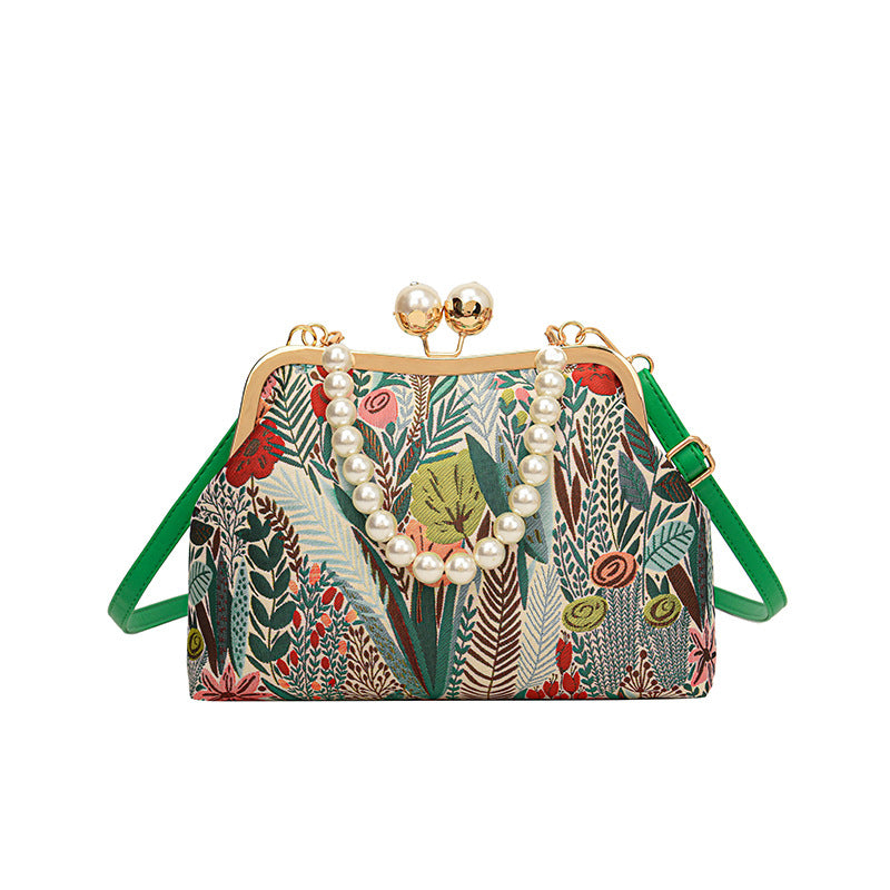 Women's Super Popular Contrast Color Flower Shell Textured Women's Shoulder Bag