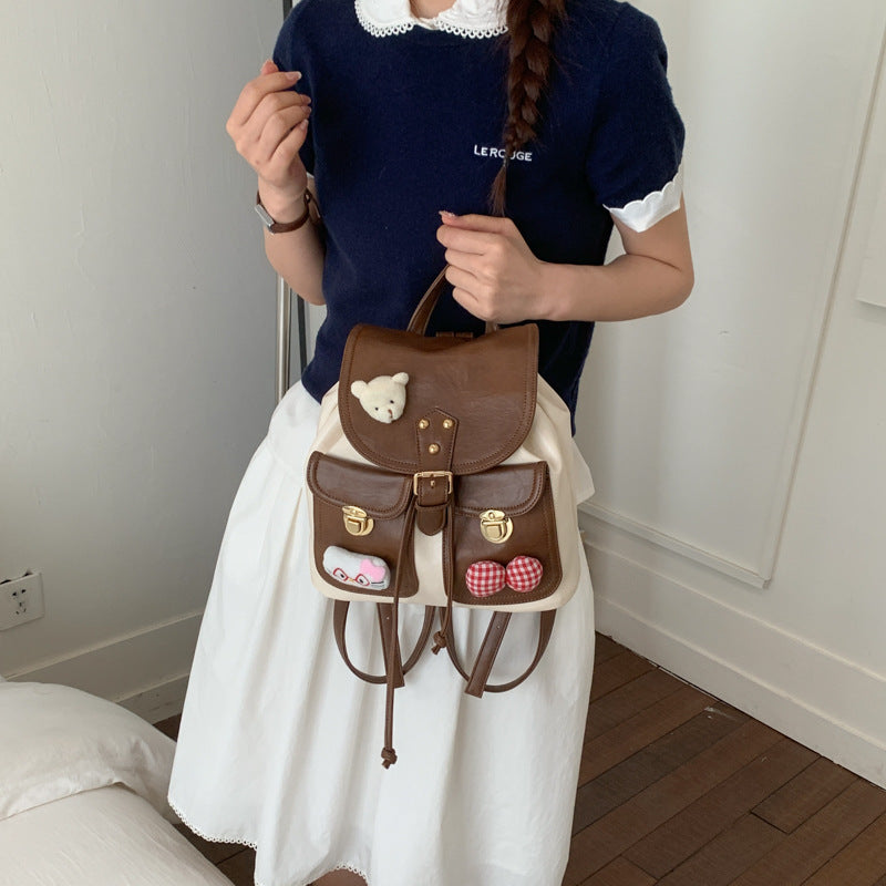 Women's American Style Retro Cartoon Large Capacity College Cute Women's Backpack