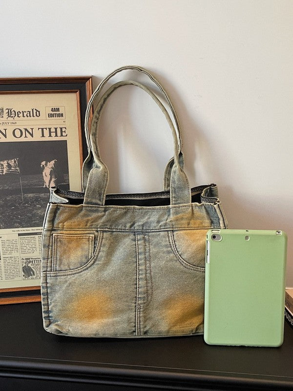 Women's Worn Looking Washed-out Denim Advanced Sense Everyday Joker Women's Shoulder Bag