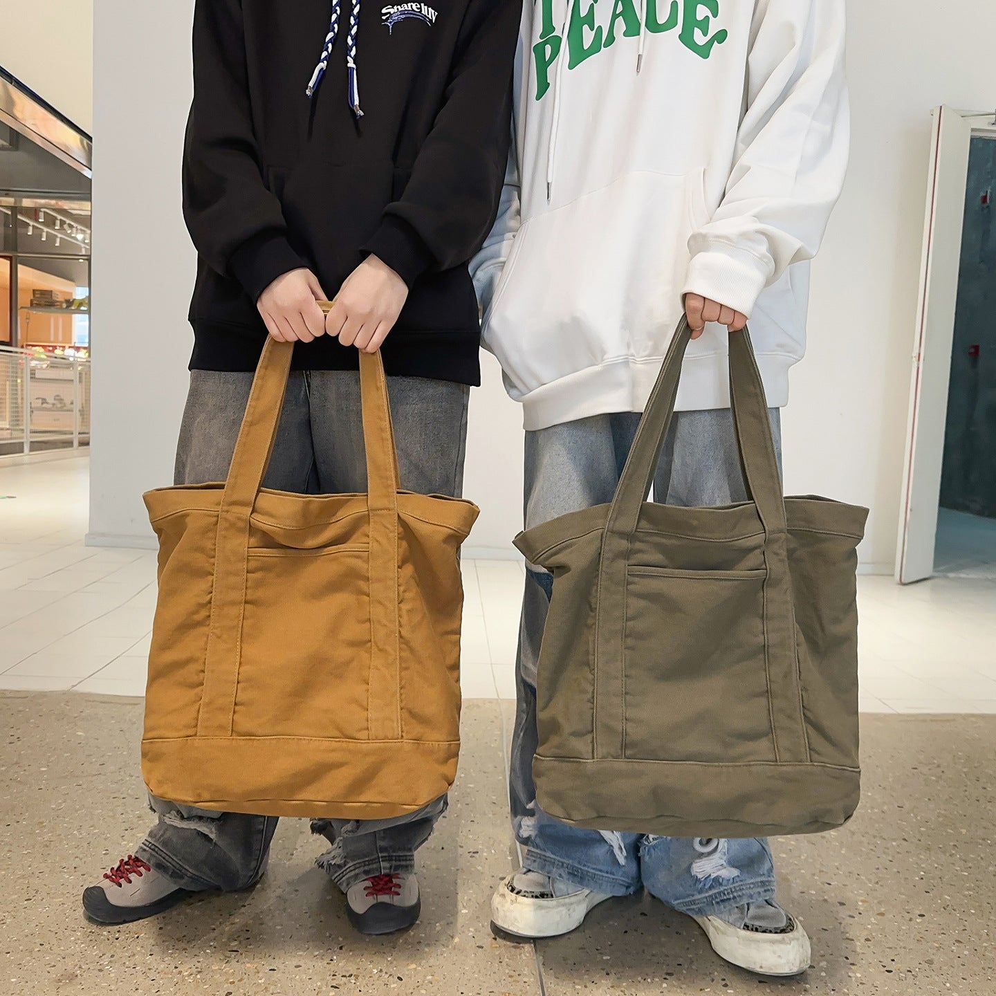 Large Capacity Washed Canvas Leisure Class Tote Bags