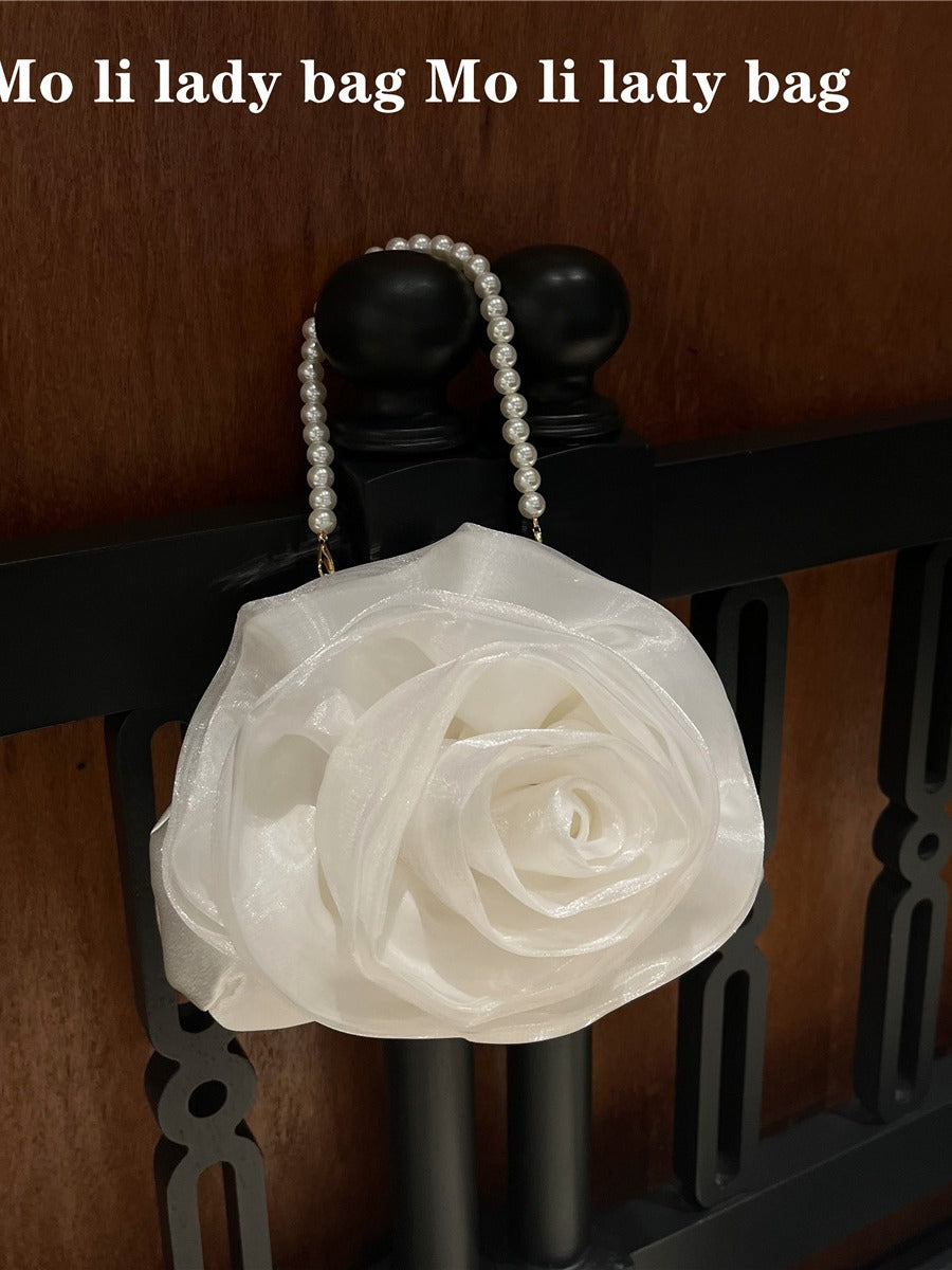 Vintage Pearl Hand Carrying Camellia Bridal Banquet Fairy Cross Body Bags