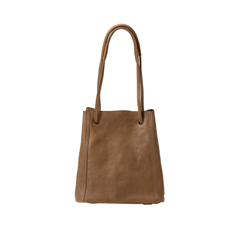 Women's Commuter Large Capacity Totes Genuine Retro Bucket Bag