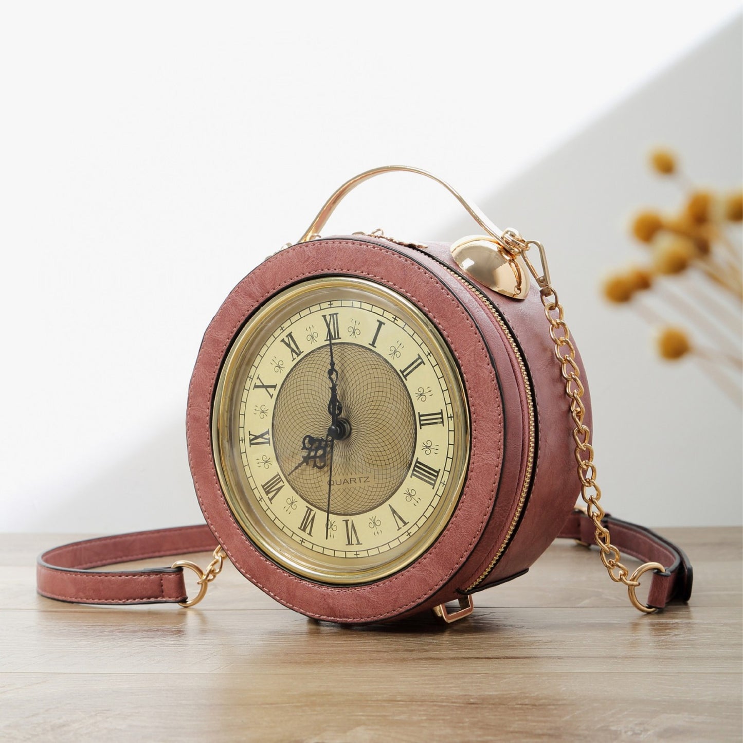 Personalized Creative Retro Antique Clock Round Women's Shoulder Bag
