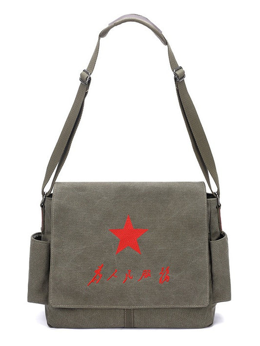 Men's People Retro Large Capacity Practical Red Star Shoulder Bags