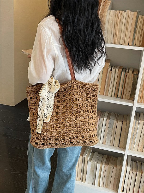 Women's Hollowed Fashionable Summer Seaside Holiday Large Tote Bag