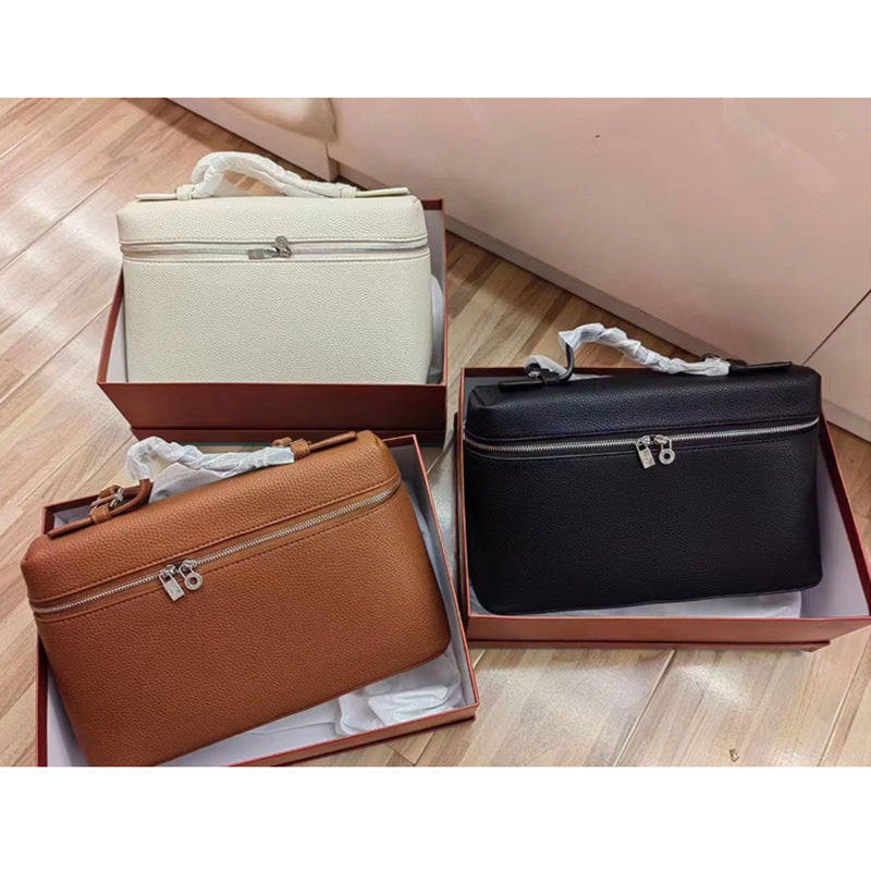 Ostrich Grain Lunch Box Vintage Upscale Women's Messenger Bag