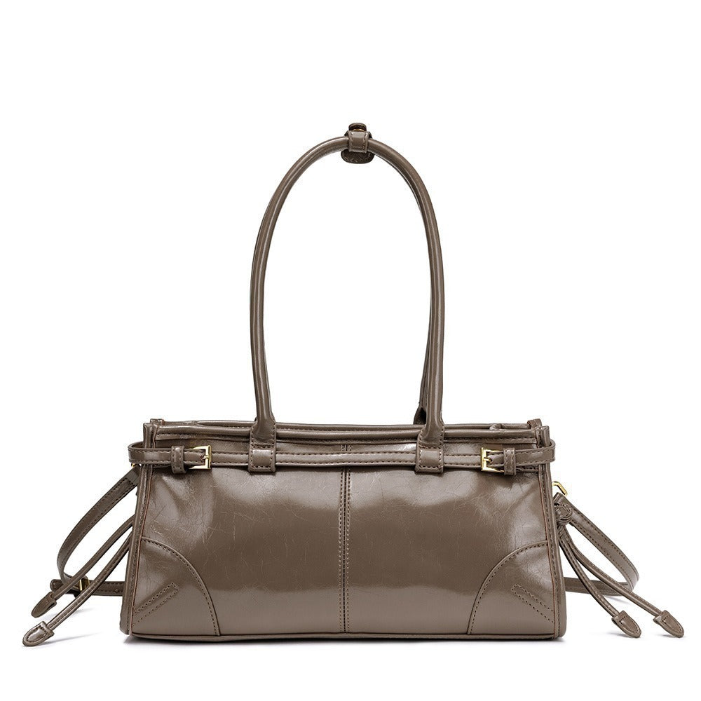 Women's Retro Large Capacity Boston Baguette Layer Oil Women's Handbag