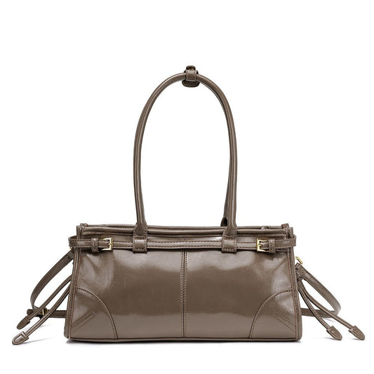 Women's Retro Large Capacity Boston Baguette Layer Oil Women's Handbag