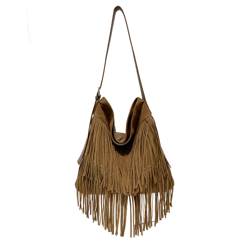 Women's Double-sided Veet Tassel Large Capacity Lazy Handbags