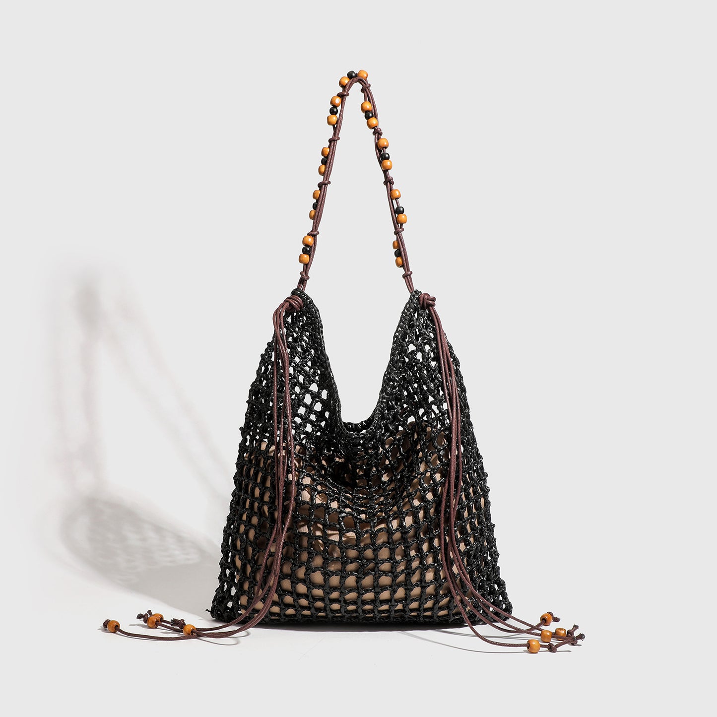 Women's Beach Raffia Woven Beaded Retro Underarm Large Women's Shoulder Bag