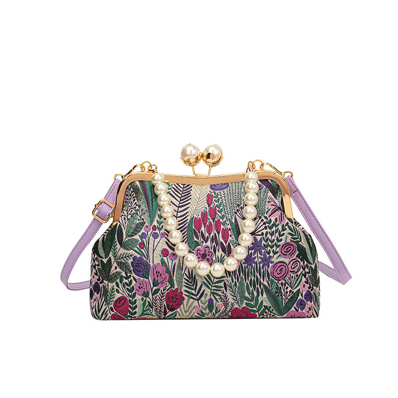 Women's Super Popular Contrast Color Flower Shell Textured Women's Shoulder Bag