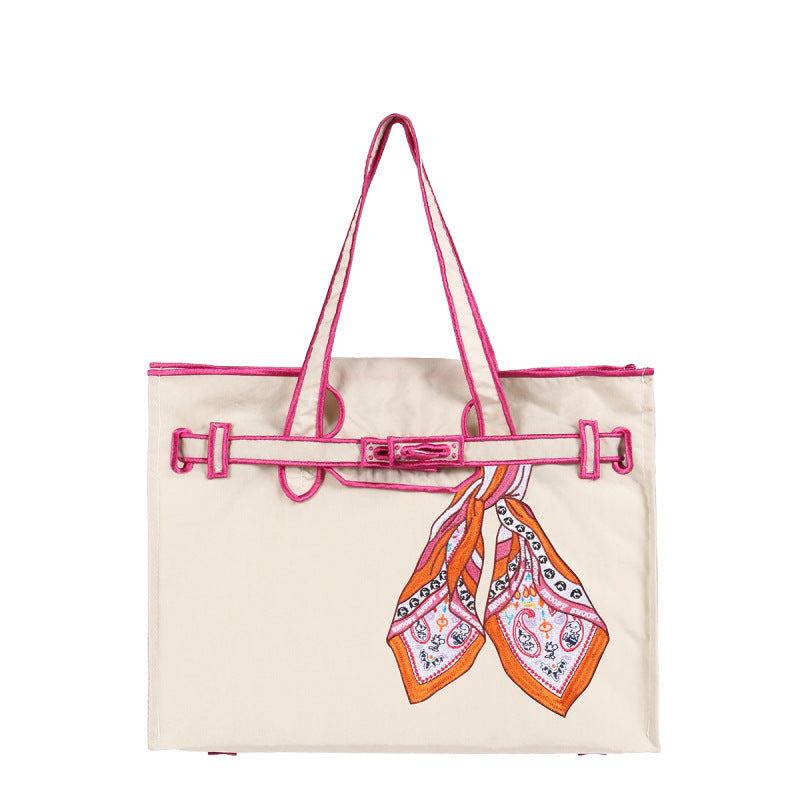 Women's Shopping Canvas Portable Embroidered For Tote Bag