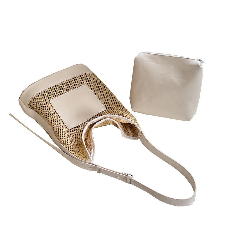 Women's Edge Vacation Straw Korean Fashion Simple Woven Large Shoulder Bags