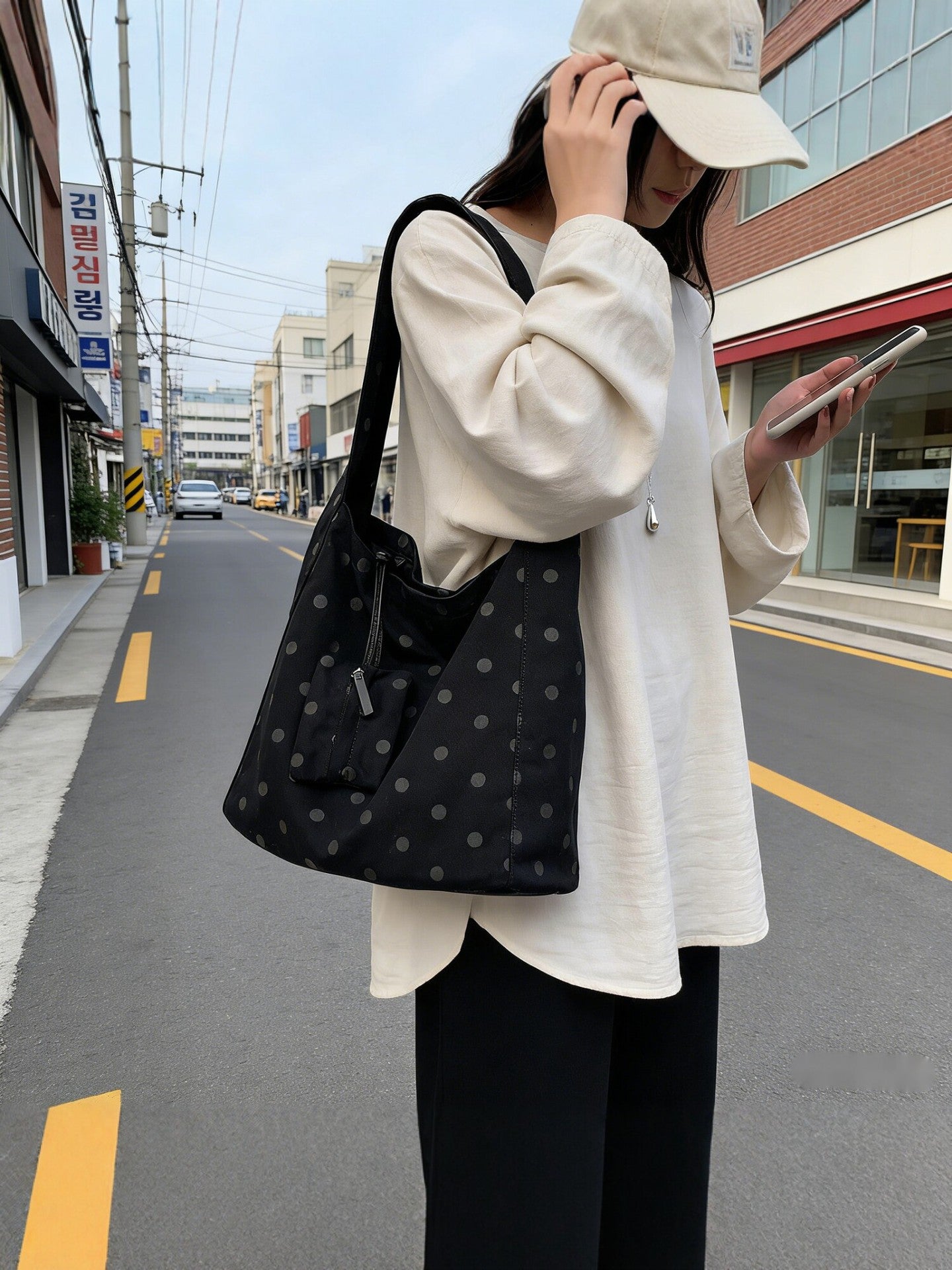 Polka Dot Female Style Commuter Korean Fashion Shoulder Bags
