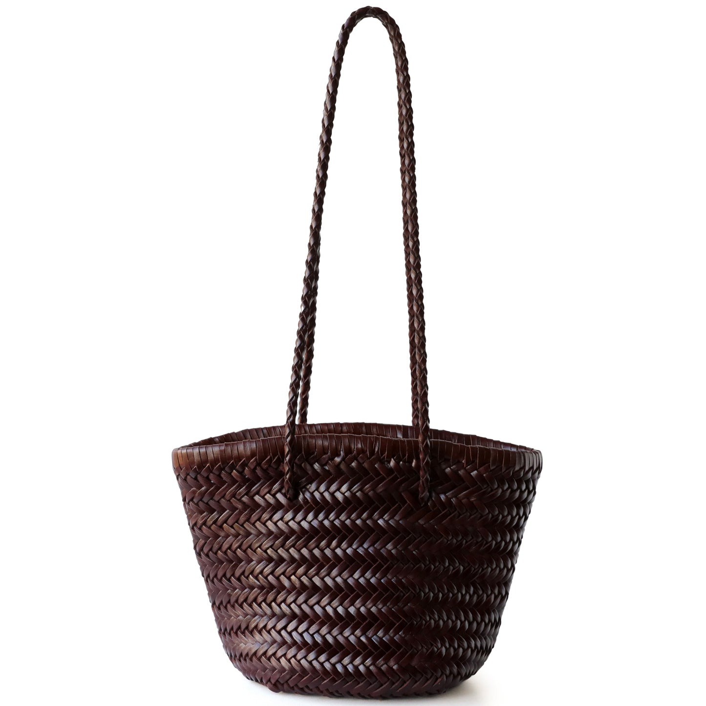 Women's Luxury French Retro First Layer Cowhide Hand-woven Vegetable Basket Genuine Bags