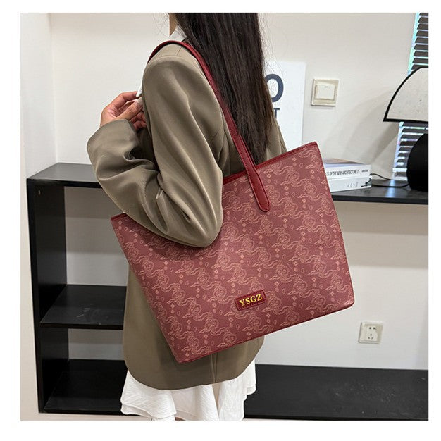 Women's Chinese Style Joint Red Bridal Commuter Tote Bag