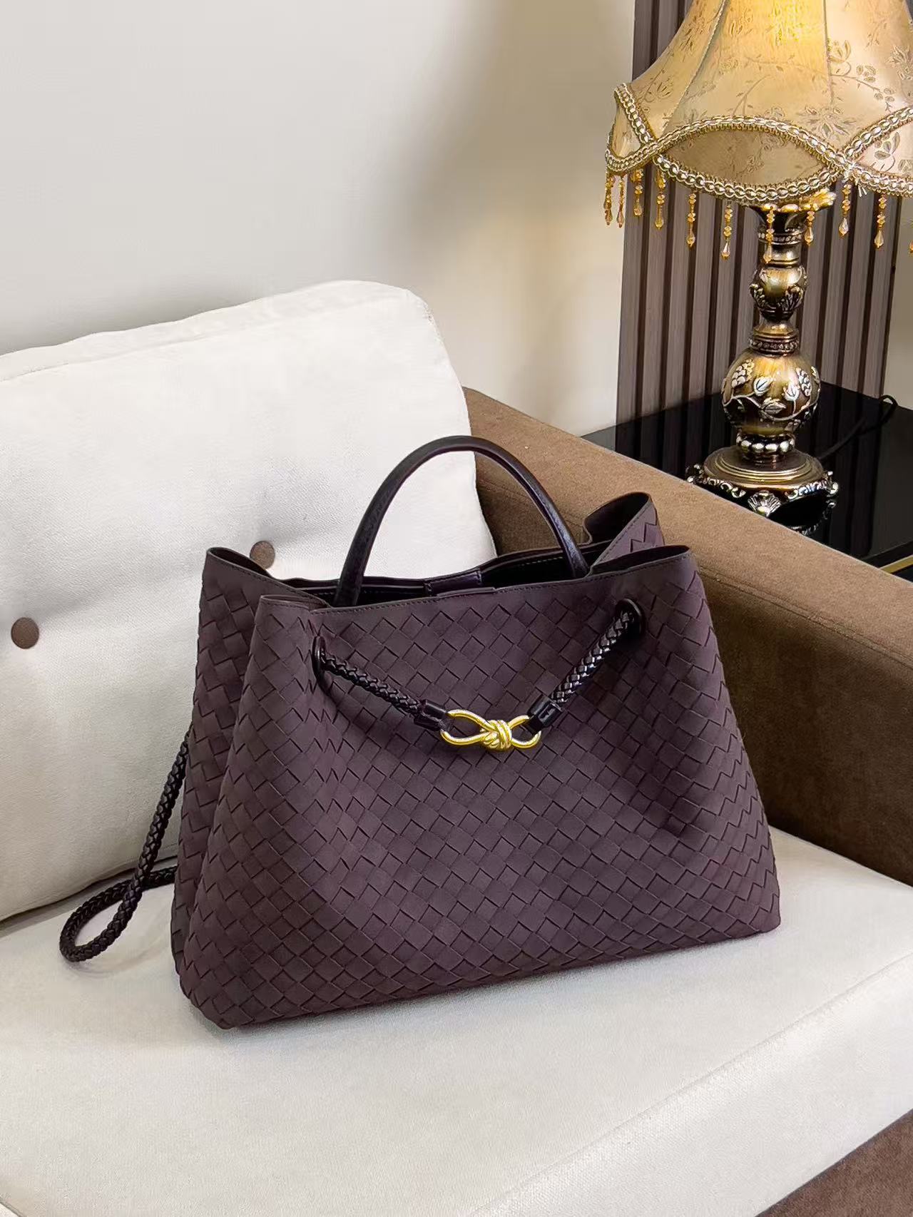 Women's Woven Large Capacity Totes Grid For Tote Bag