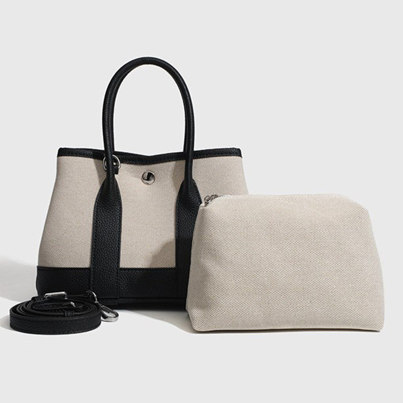 Women's Color Contrast Patchwork High-grade Portable Canvas Women's Handbag