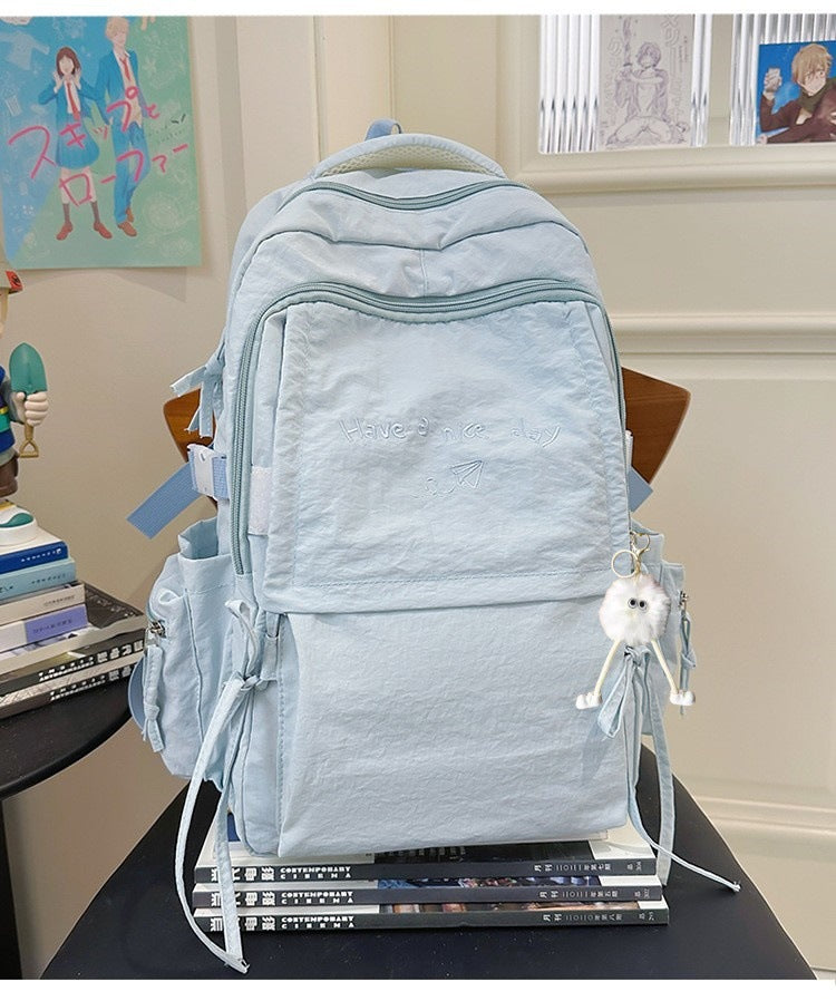 Style Lightweight Solid Color College Commuter Leisure Backpack