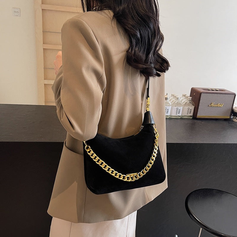 Women's French Minority Suede Fashion Retro Textured Underarm Bag