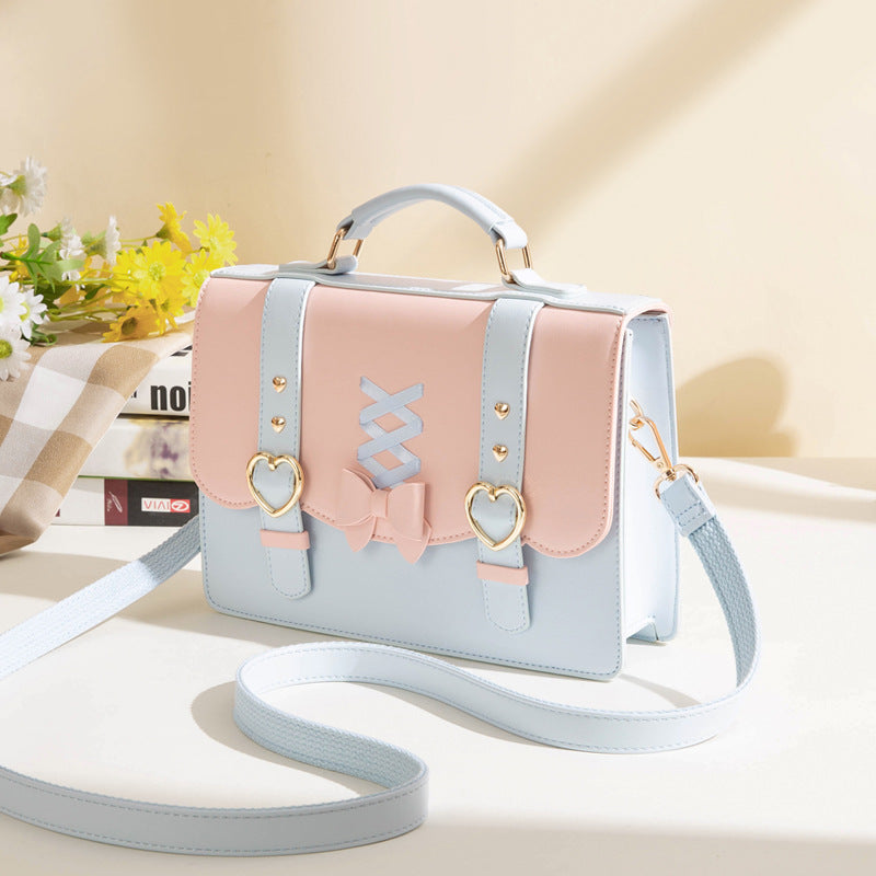 New Women's Contrast Color Bow Ribbon Women's Shoulder Bag