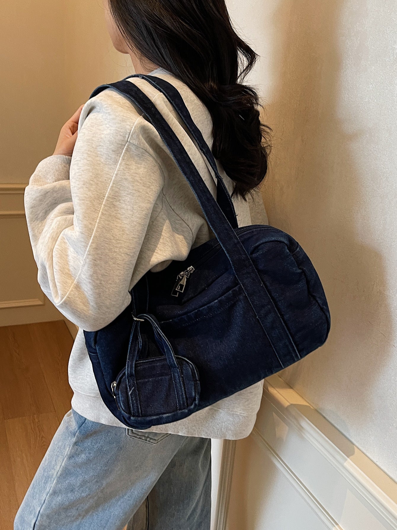 Women's Denim Retro Washed Niche Storage Multifunctional Women's Shoulder Bag