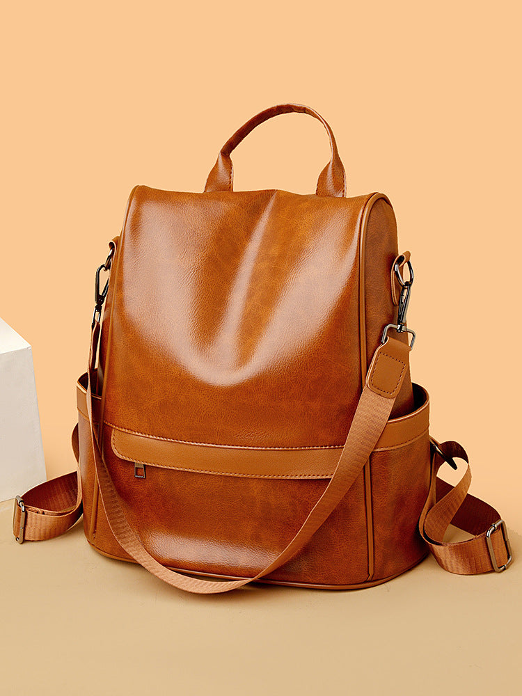 Women's Simple Retro Fashionable Soft Leather Leisure Women's Backpack