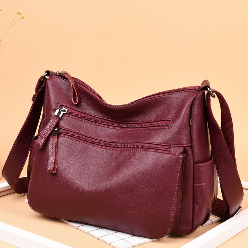 Women's Soft Leather Fashion Simple Big Women's Shoulder Bag