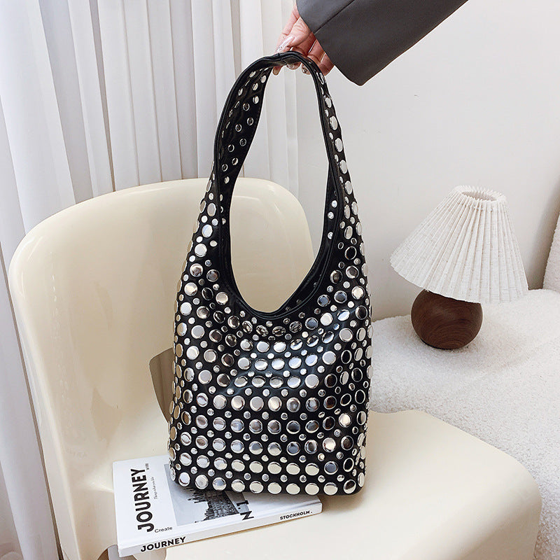 About Posture Leisure Cool Personality Dot Rivet Women's Shoulder Bag