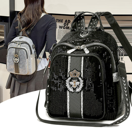 Women's Soft Leather Large Capacity Wrinkled Personality Multipurpose Backpacks