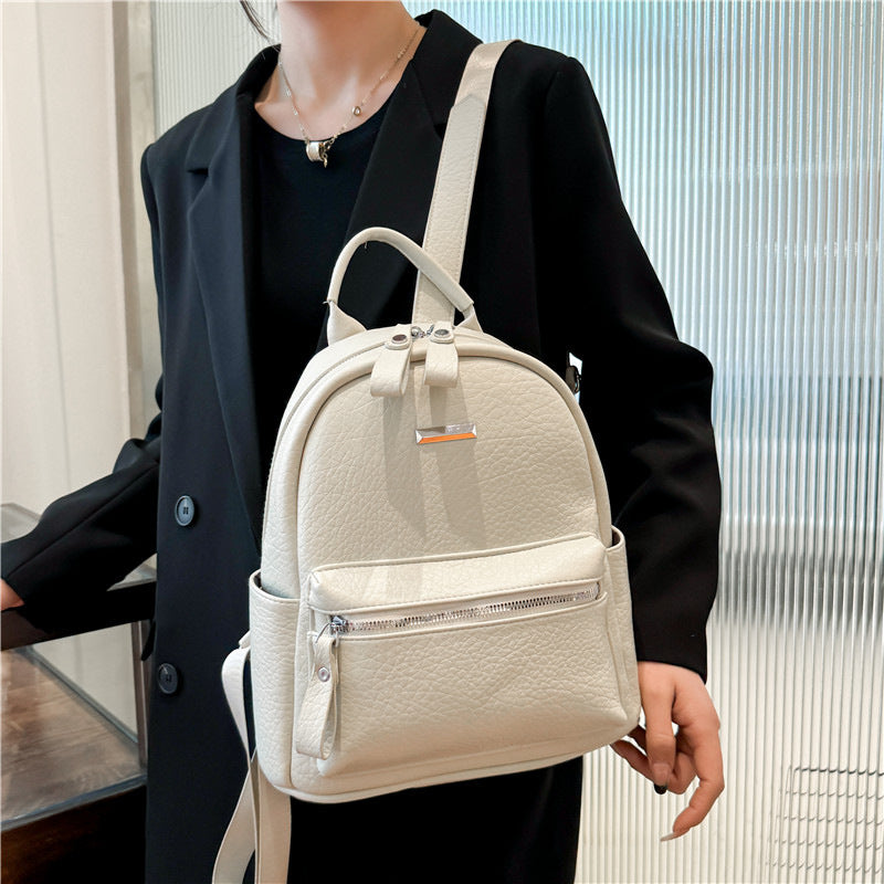 Women's Fashionable Simple Large Capacity Solid Color Korean Style High Texture Women's Backpack