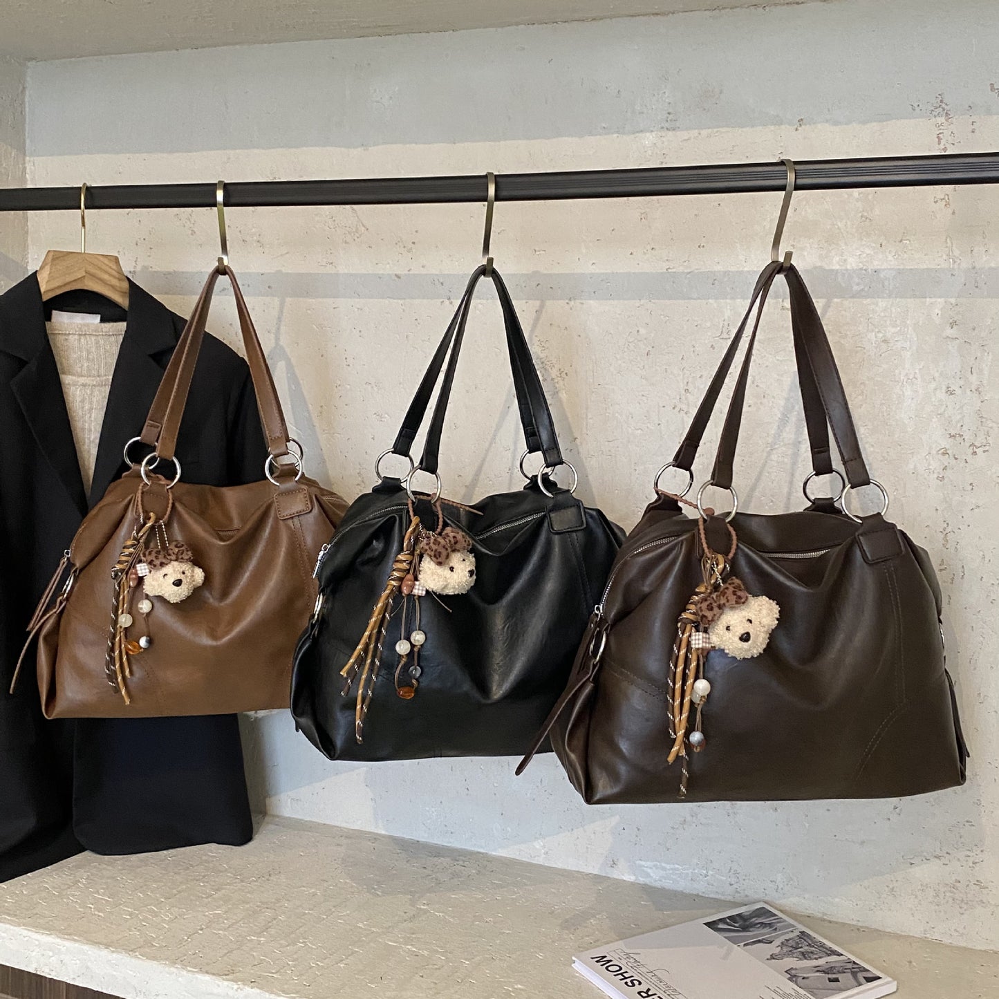 Women's One Simple Large Capacity Wax Leather Women's Shoulder Bag
