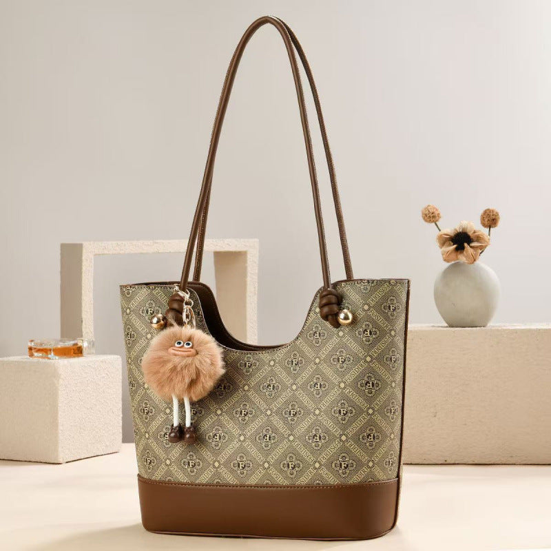 Plaid Daisy Print Doll Ornaments Fashion Tote Bag