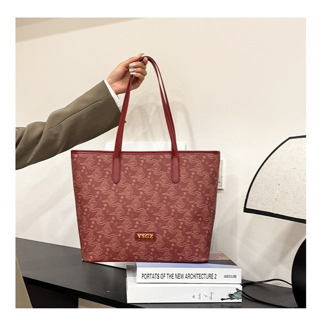 Women's Chinese Style Joint Red Bridal Commuter Tote Bag