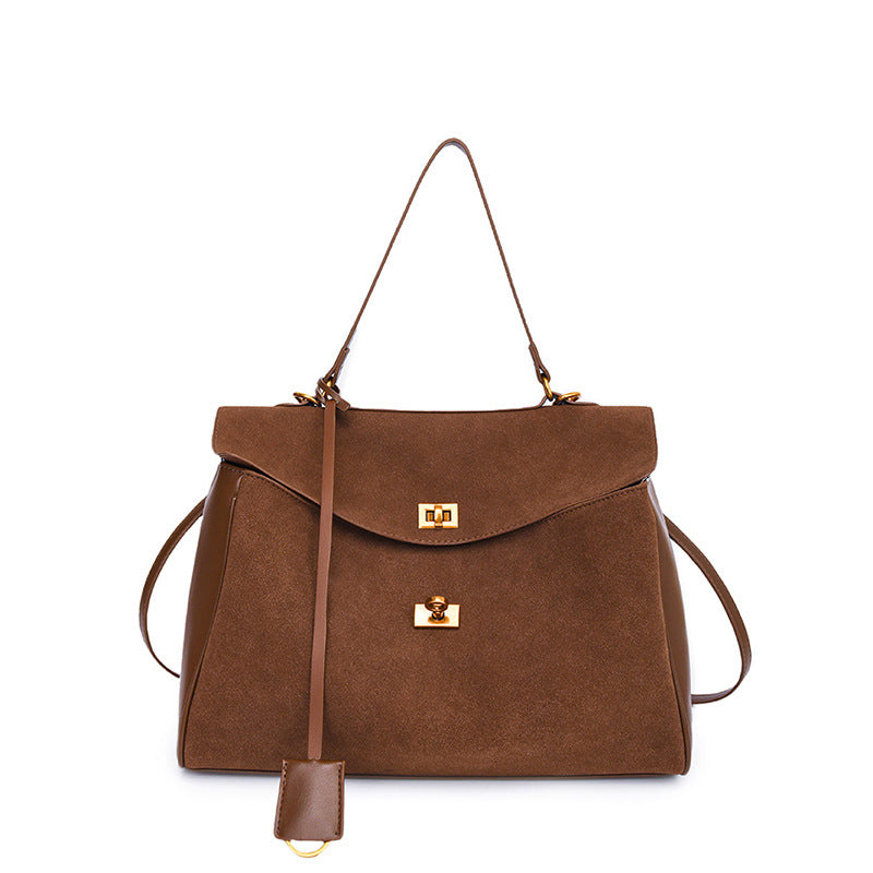 Women's Portable Niche Idle Style Suede Large Lock
