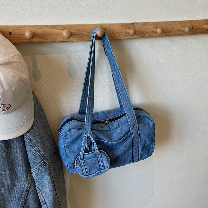 Women's Denim Retro Washed Niche Storage Multifunctional Women's Shoulder Bag