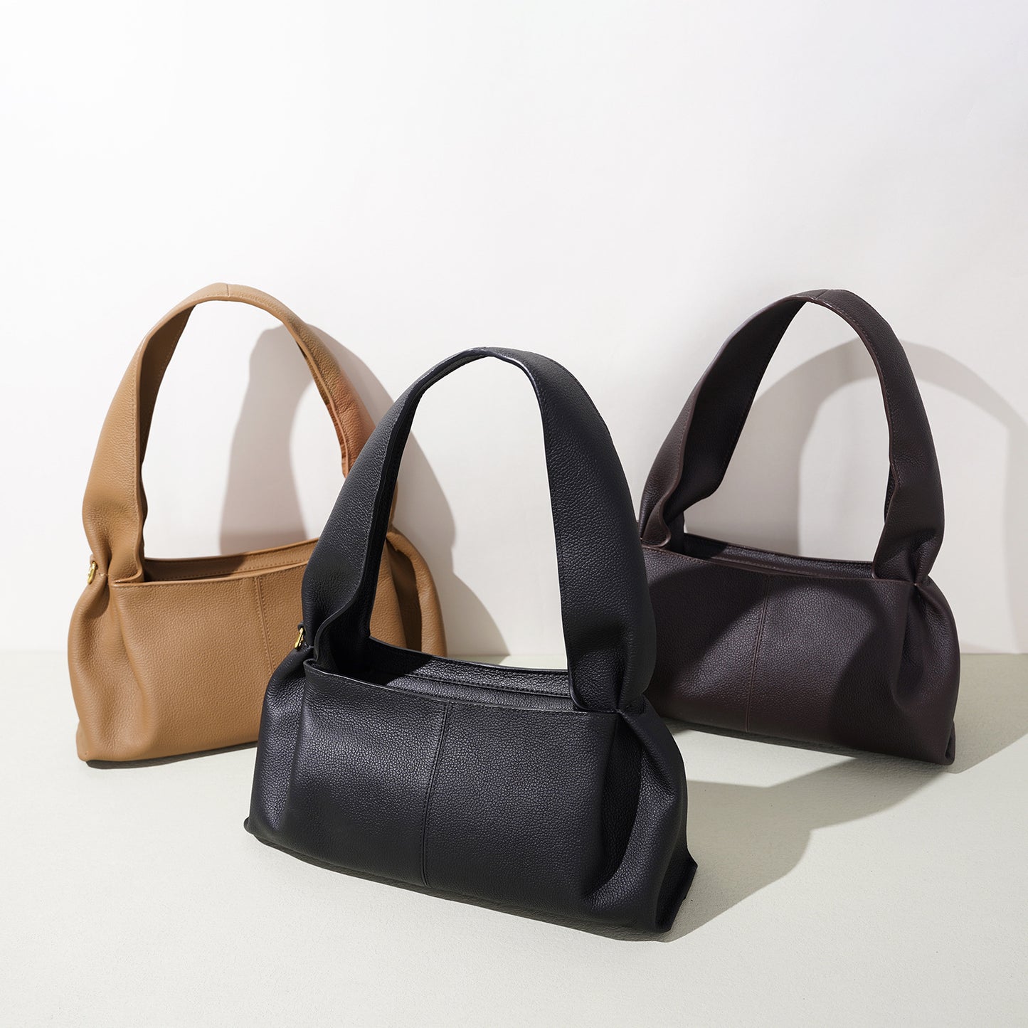 Korean Style Design Genuine Leather Commuter High-grade Cloud Baguette Shoulder Bags