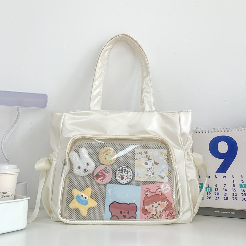 Bow Pain Large Food Intake Satin For Class Women's Shoulder Bag