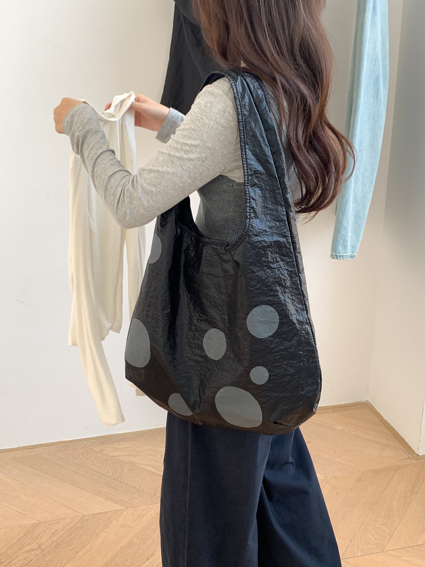 Women's Niche Polka Dot Large Capacity Lightweight Tote Bags