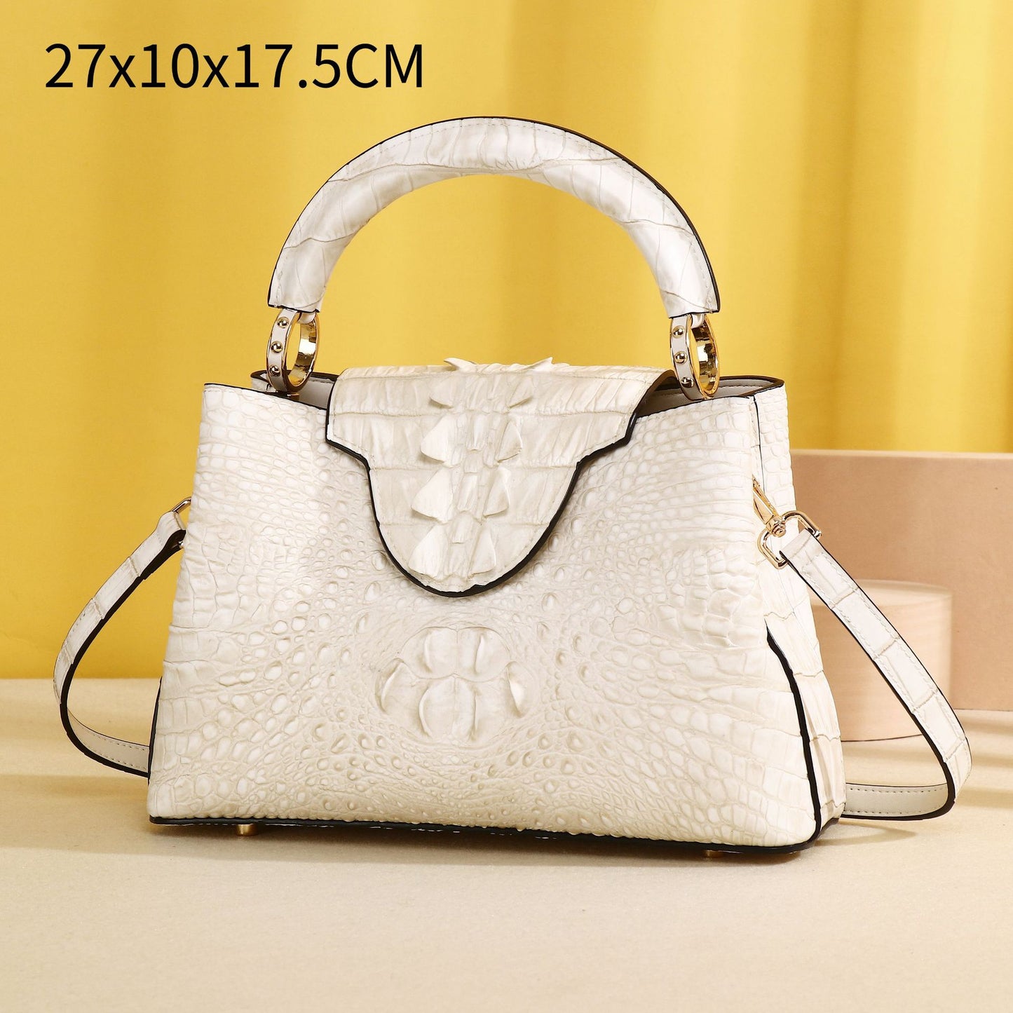 Women's Crocodile Bone Pattern Himalayan White Fashionable Women's Handbag