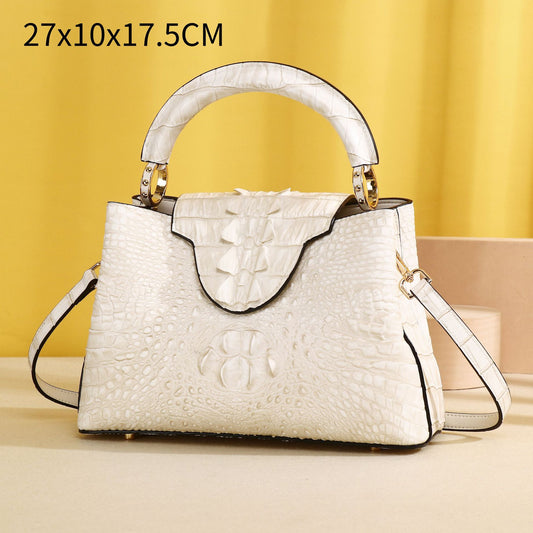 Women's Crocodile Bone Pattern Himalayan White Fashionable Women's Handbag