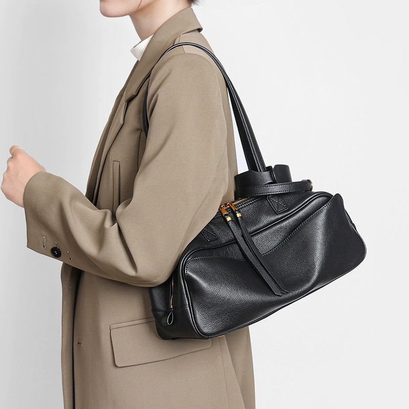 Bowling Loose Feeling Genuine Leather Soft Underarm Bag