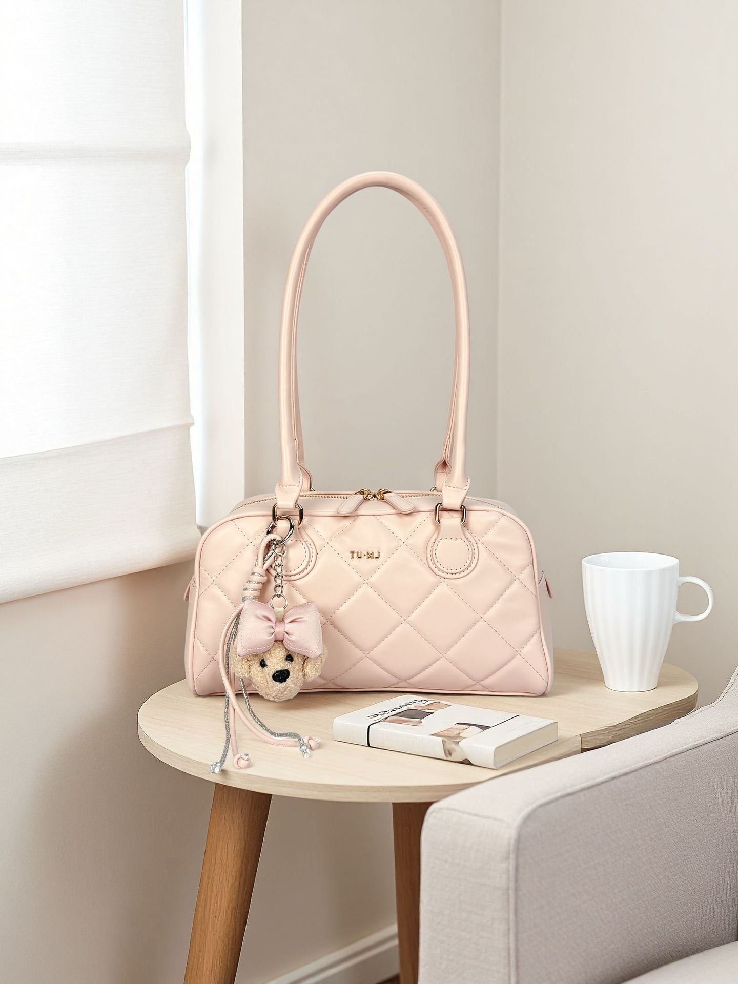 Women's Style Flower Moment Underarm Rhombus Boston Women's Shoulder Bag