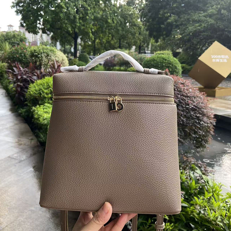 Women's Ostrich Grain Genuine Leather Lightweight Computer Women's Backpack