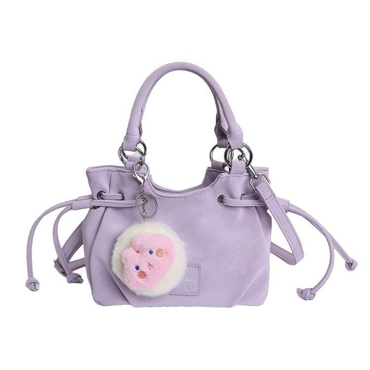 Women's Korean Style Solid Color Drawstring Design Fashion Simple Bags