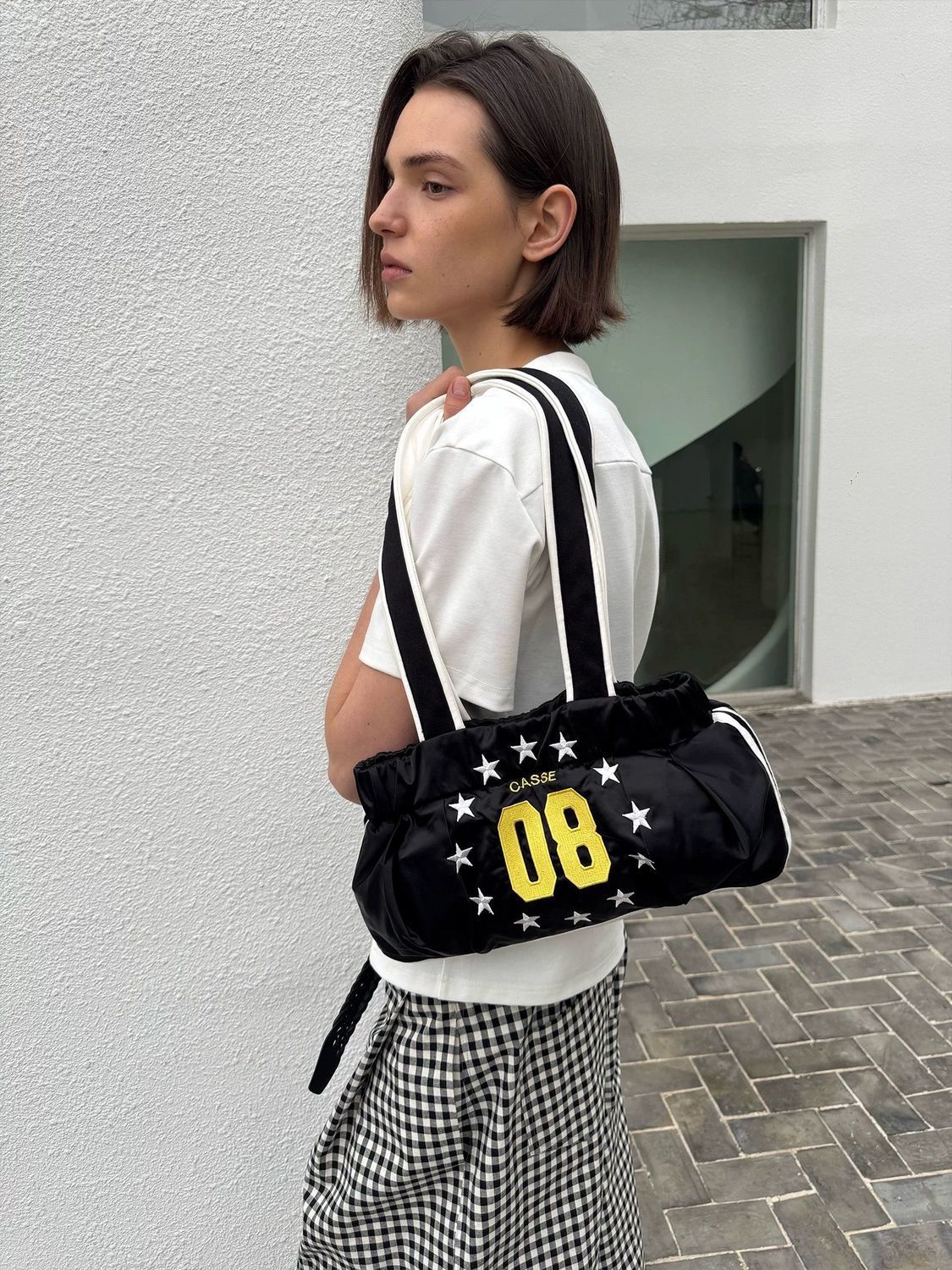 High-density Embroidery Street Fashionable Leather Patchwork Tote Bag