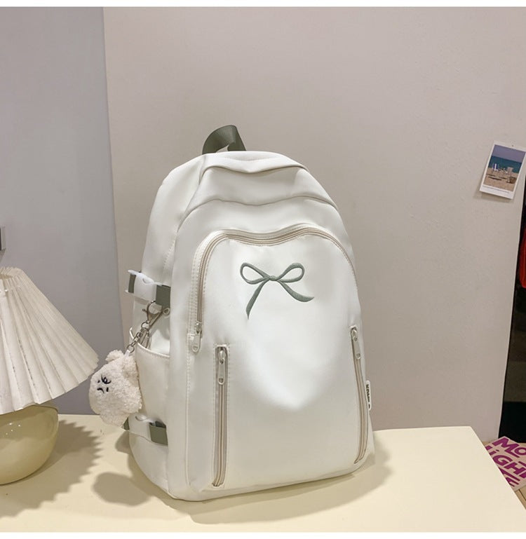 Women's Solid Color Cute Bow Early High Outdoors Leisure Backpack